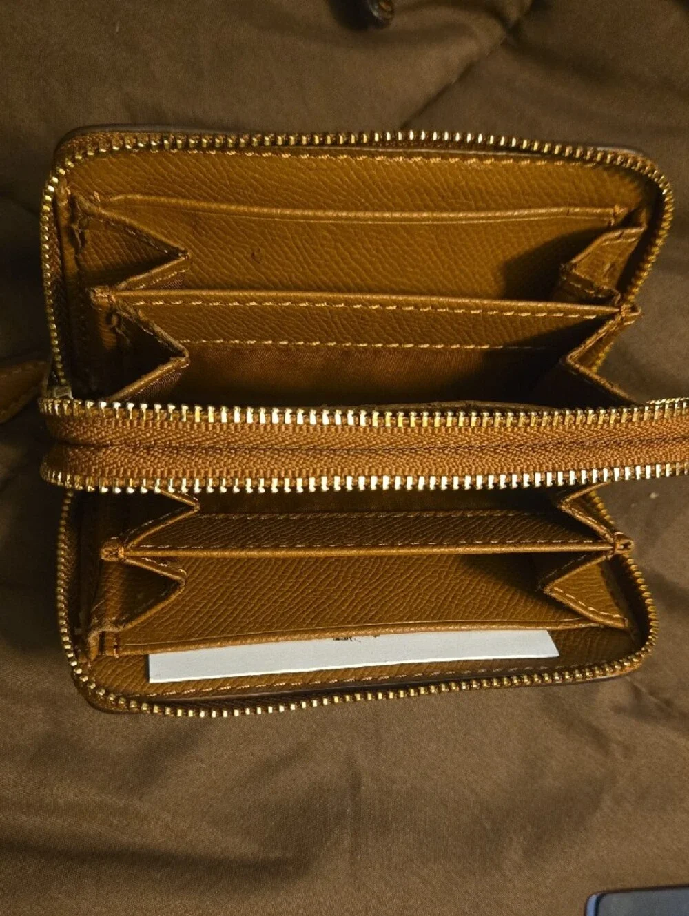Coach Signature Monogram Zip Card Case in Brown